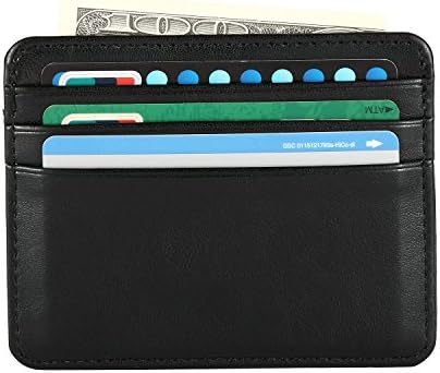 Slim Leather Wallet Credit Card Case Sleave For Men Wemen (Black)