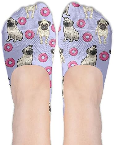 Pug Donuts Women's Thin Casual No Show Socks Non Slip Flat Boat Line
