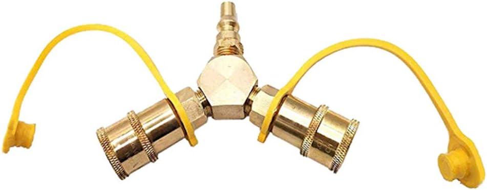 LQKYWNA 1/4" Propane Gas Tank Y Quick Connection, Camping Gas Tank Over-Current Safely Shutdown RV Barbecue Tabletop Gas Grill
