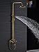Rozin Bathroom Rainfall Shower Tub Faucet Set 8-inch Top Showerhead + Handheld Spray Antique Brass