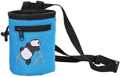 AMC Rock Climbing Panda Chalk Bag w/ Zip Pocket, Dark Blue, 7"H x 5"D