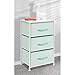 mDesign Vertical Dresser Storage Tower - Sturdy Steel Frame, Wood Top, Easy Pull Fabric Bins - Organizer Unit for Child/Kids Bedroom or Nursery - Chevron Zig-Zag Print - 3 Drawers - Mint Green/White