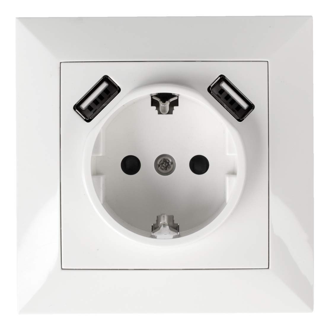 CHACON 56041 recessed Socket + 2 x USB, White