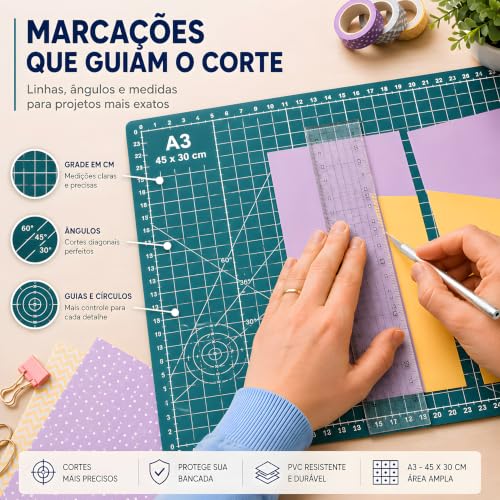Base de Corte A3 30x45 Patchwork Artesanato Scrapbook Dupla Face