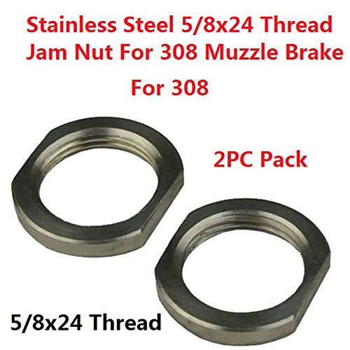 FieldSportÂ® 2x Stainless Steel 5/8x24 Thread Crush Washer Replacement Jam Nut For Muzzle Brake Locking and Position Adjustement, 2PC Pack
