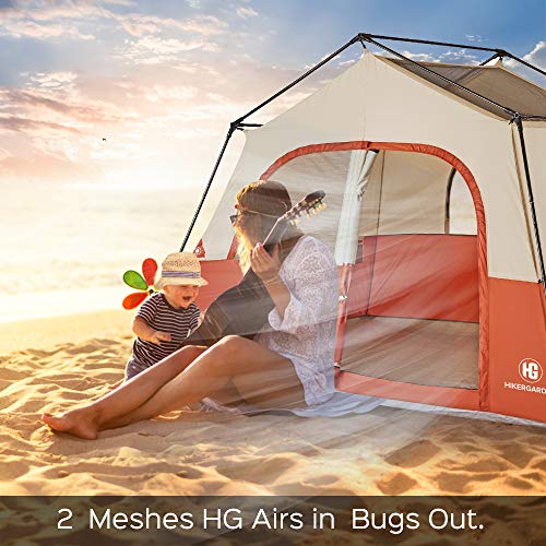 TOMOUNT 5 Person Tent - Easy & Quick Setup Camping Tent, Professional Waterproof & Windproof Fabric, 3 Large Mesh for Ventilation, Double Layer, Anti-UV, Lightweight & Portable with Carry Bag, Red