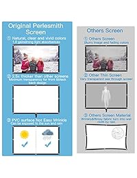 Perlesmith   Pantalla de proyector de 100", 16:9, alta contraste, fija, portátil, plegable, antiarrugas, pantalla de PVC, película de vídeo