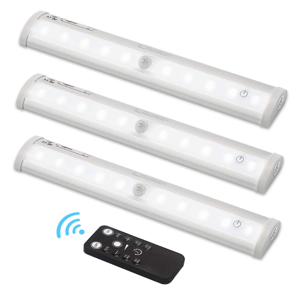 Litake Remote Control LED Lights Bar, Wireless LED Under Cabinet Lighting, Dimmable Battery Operated Closet Light Stair Night Lights, Stick on Anywhere Safe Light for Kitchen Hallway Bedroom, Arc