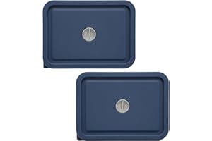 Replacement Lids for Pyrex 7210-PC 3 Cup Rectangle, Silicone Storage Cover Lid for Glass Bowl 2 Pack with Date Mark Dark blue