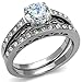 Marimor Jewelry His and Her 3 Piece Stainless Steel 1.39 Carat Cubic Zirconia Bridal Set and Men's Wedding Band