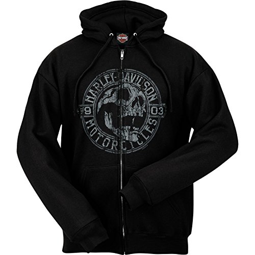 Harley-Davidson Men s Hooded Zip Sweatshirt - Overseas Tour | Skull Shout XL