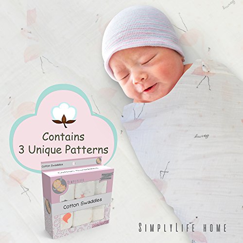 image for SimplyLife Home Girl Swaddle Blankets Baby Wrap, Soft Breathable Musli