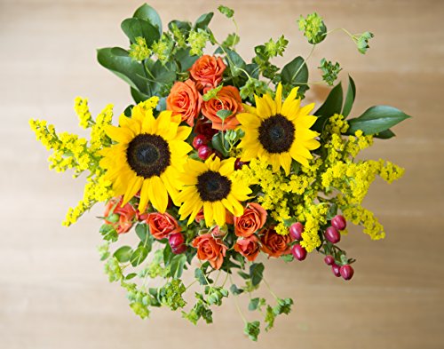Blooms2Door Valentine's Day Favorite: Sunset Serenity Sunflower Mixed Bouquet with Vase