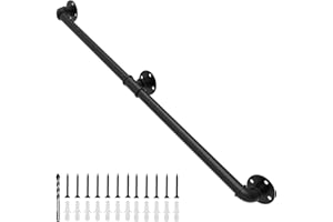 YEOOE 5FT Handrails for Indoor Stairs, Φ1.25″ Stair Railing Indoor with Matte Black Finish, Bar Foot Rail Kit for Stairs, Porch, Loft (5ft)