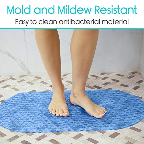image for Vive Oval Bathtub Mat - Nonslip Shower Floor Pad - Non-Slip and Non-Sk
