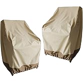 Vanteriam Outdoor High Back Chair Cover, Heavy Duty Waterproof Patio Swivel Chair Covers - Fade Resistant Patio Standard Dining Chair Cover 2 Pack - 26W x 28D x 37.5H inch Beige & Brown