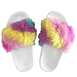 Girls' Fuzzy Faux Fur Slide Slip On Sandals