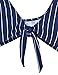 BMJL Women's Sexy Detachable Padded Cutout Push Up Striped Bikini Set Bow Tie Two Piece Swimsuit(L,Royal Blue)