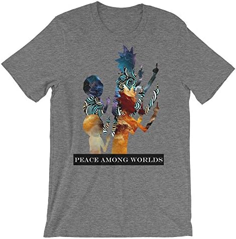 Rick and Morty Shirt - Peace Among Worlds Shirt (Small, Heather Gray)