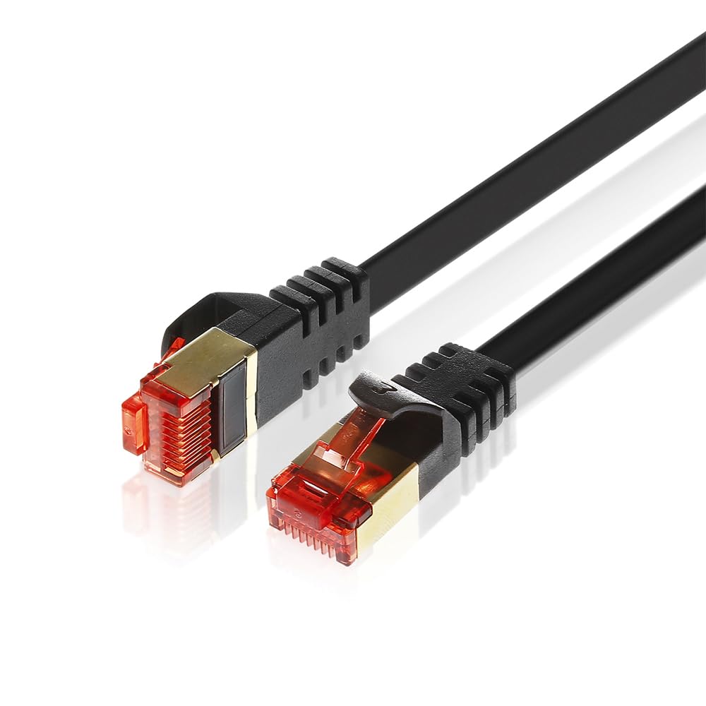 JuicEBitz CAT7 Flat Ethernet Cable 9m RJ45 Cable, High Speed Patch Cable, Double Shielded Gigabit Network Cable LSZH Jacket, LAN Cable for Work, Gaming & Streaming 9m Long Ethernet Internet Cable — image 1