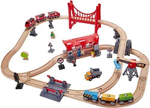 Hape Railway Wooden Train Busy City Rail Set