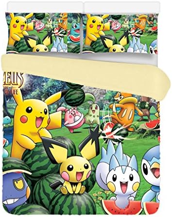 Deluxe Pokemon 3 Piece 200x230cm Duvet Cover Sets 2 Pillow Cases Queen Size