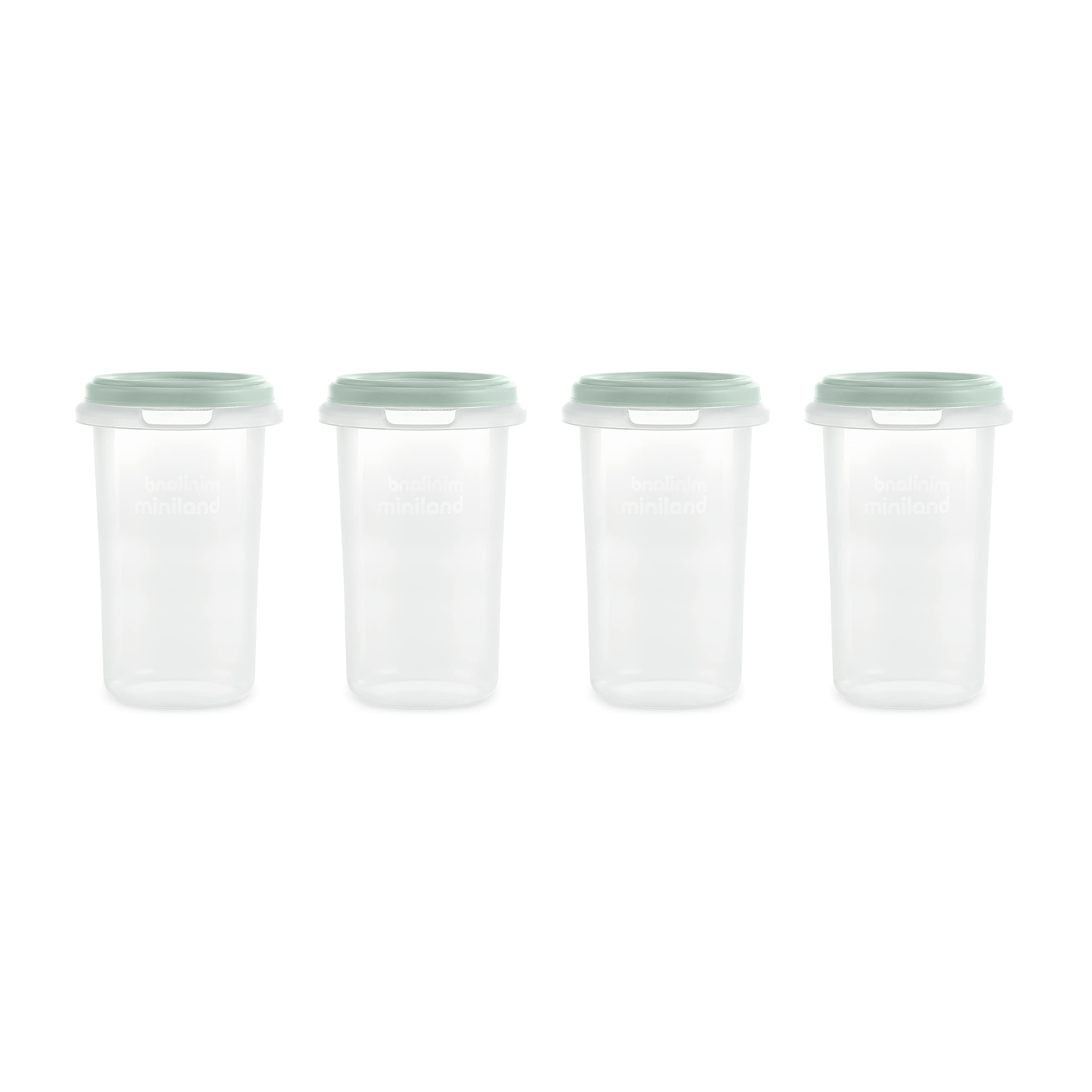 Miniland Set 4 Hermisized Mint 330ml. Pack of 4 Graduated hermetics (330ml), Safe, Resistant and Suitable for Dishwasher, Microwave and Freezer. Dolce Collection.