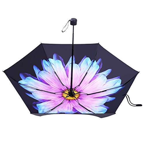 MuNiSa Mini Travel Sun Rain Umbrella Compact Parasol Lightweight Portable Outdoor Golf Umbrella with 95% UV Protection