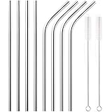 YIHONG Set of 8 Stainless Steel Metal Straws 8.5'' Reusable Drinking Straws For 20oz Tumblers Yeti 6mm Diameter(4 Straight + 4 Bent + 2 Brushes)