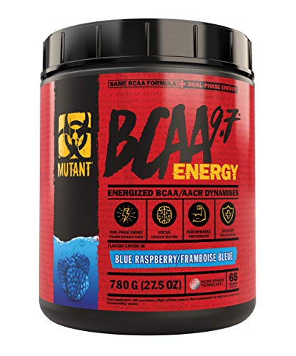 Mutant BCAA 9.7 Energy Powder with Branched-Chain Amino Acids, Electrolytes and Dual-Phase Caffeine for unstoppable energy with no crash. Blue Raspberry (780 g)