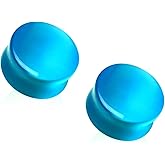 Pierced Owl - Natural Aqua Blue Cat's Eye Stone Double Flared Saddle Plugs, Sold as a Pair