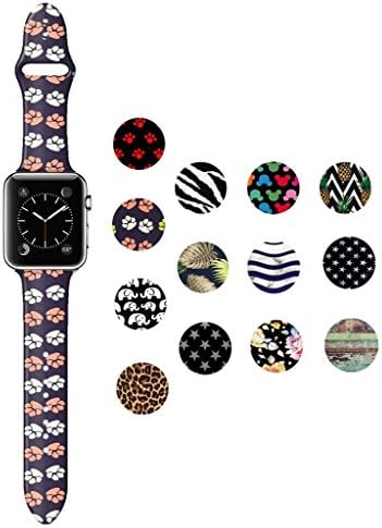 Dsigo Replacement Band for Apple Watch 38mm 40mm Series 4 Series 3 Series 2 Series 1 M/L, Strap Bands for iwatch, Silicone Sport Style Wristband, Personalized Design Wolf Foot Print Brown