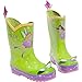 Kidorable Green Fairy Natural Rubber Rain Boots w/Fun Flower Pull On Heel Tab