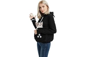 JOMAGO Womens Pet Carrier Shirts Kitten Puppy Holder Animal Pouch Hood Sweatshirt