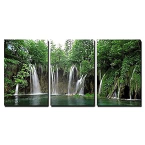 Waterfall in Plitvice National Park Croatia x3 Panels