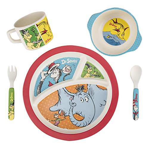 Vandor 17004 Dr. Seuss 5 Piece Bamboo Dinnerware Set, Multicolored