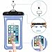 Waterproof Case, 2 Pack Clear Universal Waterproof Cell Phone Case, Transparent Dry Bag, Pouch, Snowproof Dirtproof for iPhone 6S Plus 5S, Samsung Galaxy S7 S6 Edge, Note 5 4 - Blue, Green