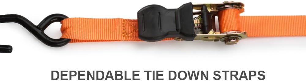 Neiko 51031A Ratcheting Tie-Down Straps, 1"X15', 1500 Lb Capacity | PVC-Coated Hooks | 4-Count - Ratchet Straps - 