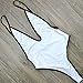 CROSS1946 Womens Deep V One Piece Backless Cheeky Swimwear Semi Thong Bikini S White
