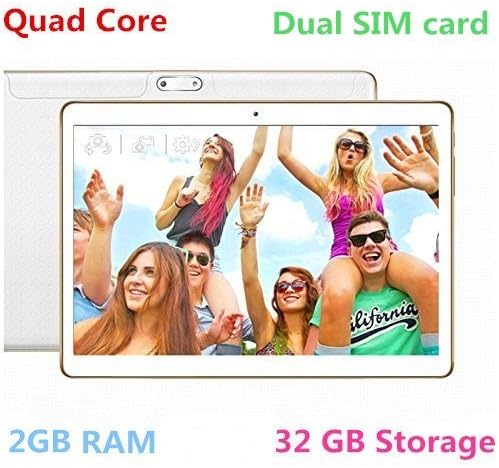 10 Inch 3G Phablet Quad Core 32GB ROM 2GB RAM Call Phone Android 6.0 Lollipop Tablet PC, Unlocked Dual Sim Card Slots, Bluetooth, GPS, WIFI, Resolution 1280X800 display IPS Screen TYD-107 -White