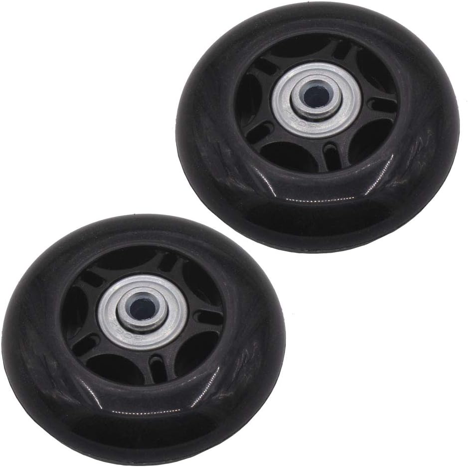 Leen4You Luggage Suitcase Replacement Wheels with Screws Axles Repair Tool for Luggage Suitcase Trolley,Skate Replacement Wheels Black (Pack of 2) (70mm x 24mm x 6mm)