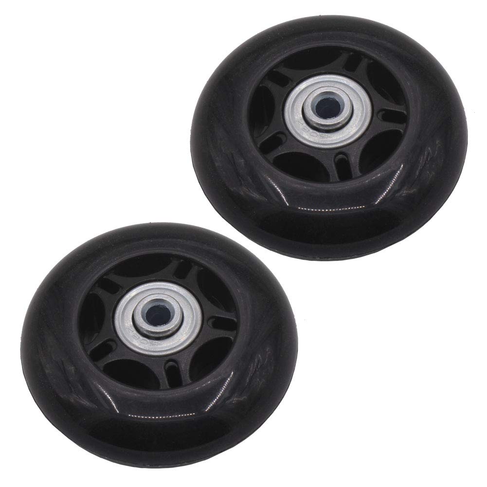 Leen4You Luggage Suitcase Replacement Wheels with Screws Axles Repair Tool for Luggage Suitcase Trolley,Skate Replacement Wheels Black (Pack of 2) (70mm x 24mm x 6mm)
