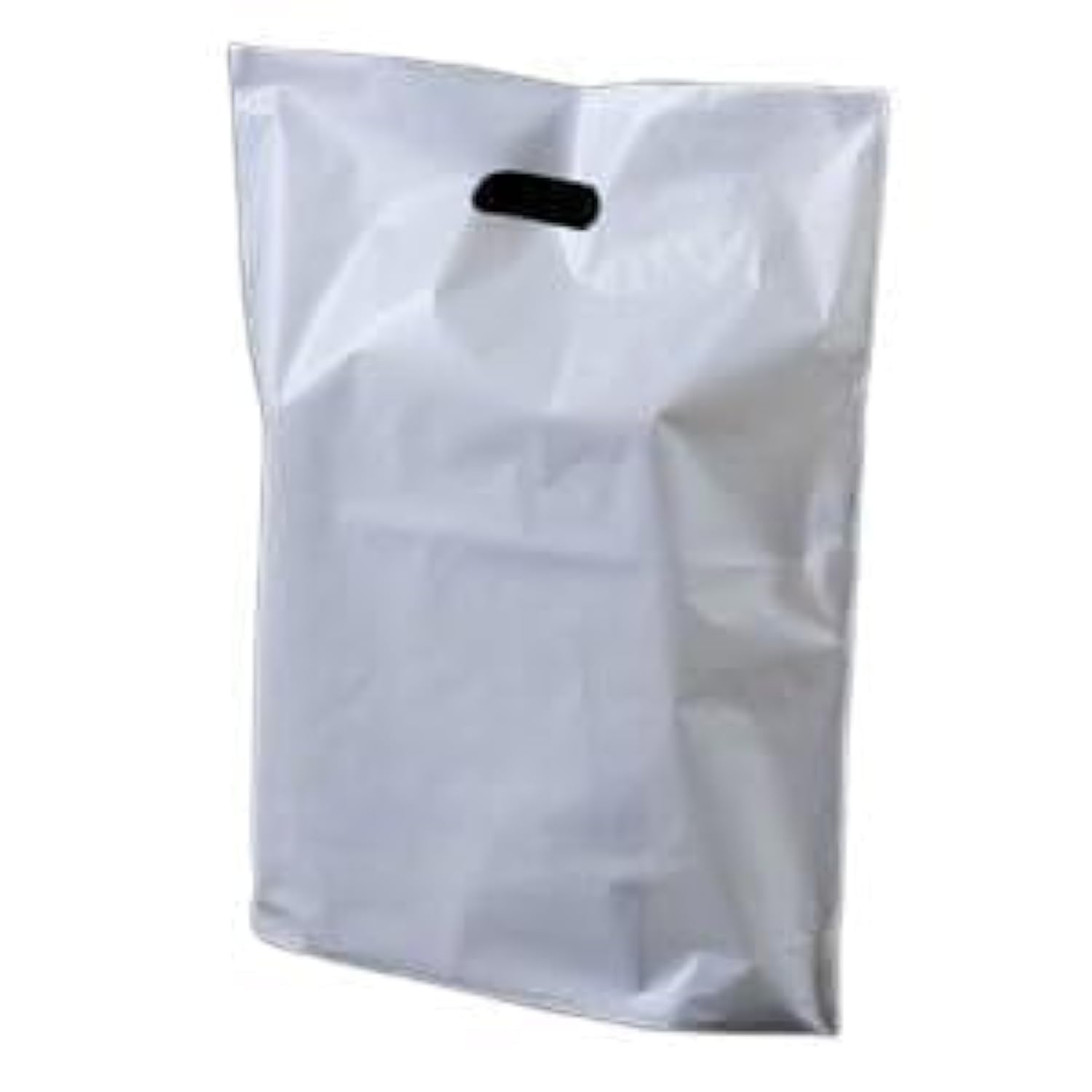 Sabco Strong Carrier Bags 15 x 18 x 3 Premium Quality - White Plastic Heavy Duty Patch Handle Plastic Bags For Fashion, Party, Boutique, Shopping (500)