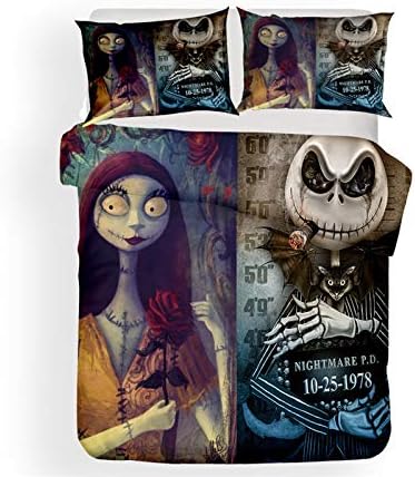 YYZKD Duvet cover 3D Queen Size Bedding Set King Size Nightmare Before Christmas Bedding Double Bedspread Duvet Cover Sets Skull Bedding Twin Size-1-US Queen 3pcs