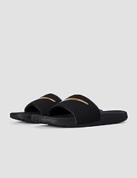 Nike Kawa Slide Sandal, Black/Metallic Gold, 6 US
