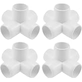SDTC Tech 1 Inch 5 Way PVC Fitting Elbow Furniture Grade Pipe Connector | for DIY PVC Shelf Garden Support Structure Storage Frame, White, 4 Pack