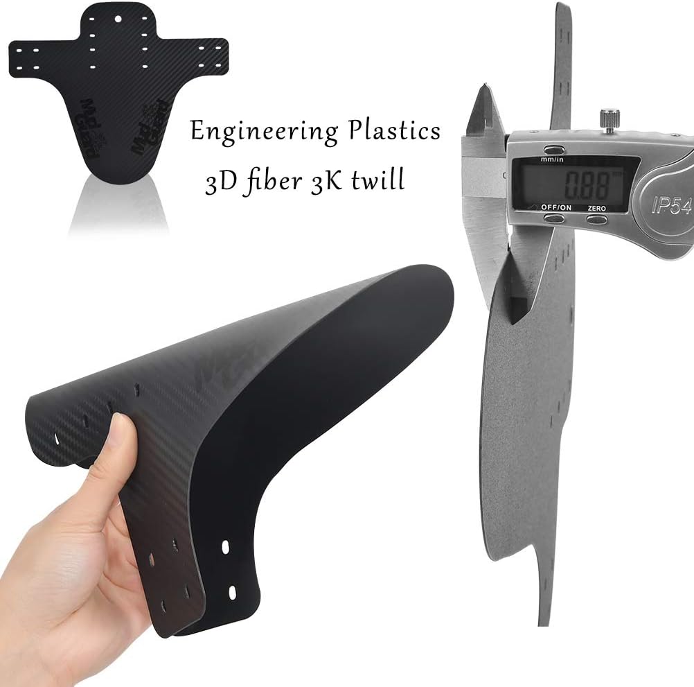 Black N/A 2PCS MTB Carbon Fiber Mud Guard with 8 Cable Ties Bike 