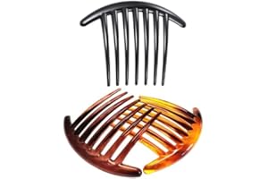 JUROICESSRY 7 Tooth French Twist Comb, 3 PCS Plastic Hair Clip, Hair Side Combs Accessory for Women Girls, Hair Clip Comb Accessories (Black and Brown) ﻿