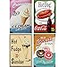 FlowerBeads Old Metal Signs Personalized Plaques, Coffee Shop Metal Painting Bar Cafe Metal Poster (4PCS 20X30cm)