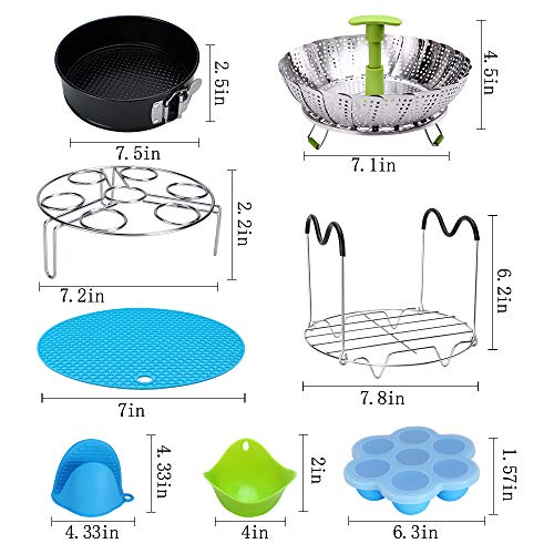Instant Pot Set,12 PCS Instant Pot Accessories Compatible with 5/6/8 Qt Instapot -with Steamer Baskets,Rack,Springform Pan,Egg Rack,Egg Bites Mold, 4 Silicone Egg Poaching Cups, Silicone Trivet Mats,